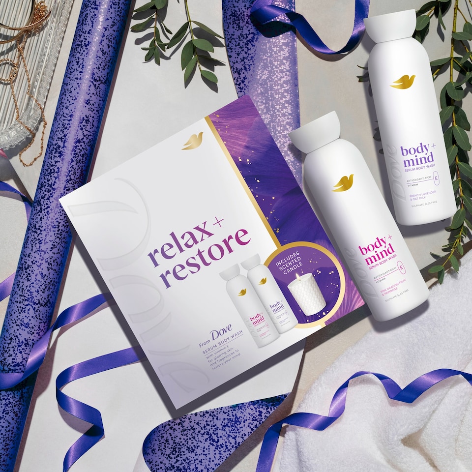 image 1 of Dove Body+Mind Collection Gift Set with Candle 