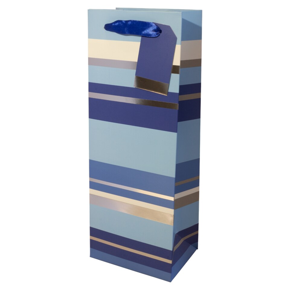 Tesco Blue Silver Stripe Bottle Bag