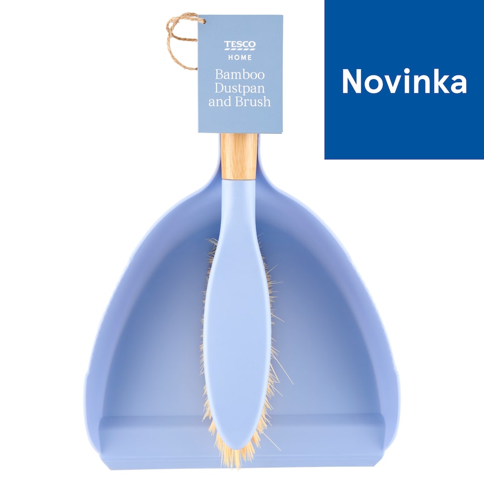 Tesco Home Bamboo Dustpan and Brush