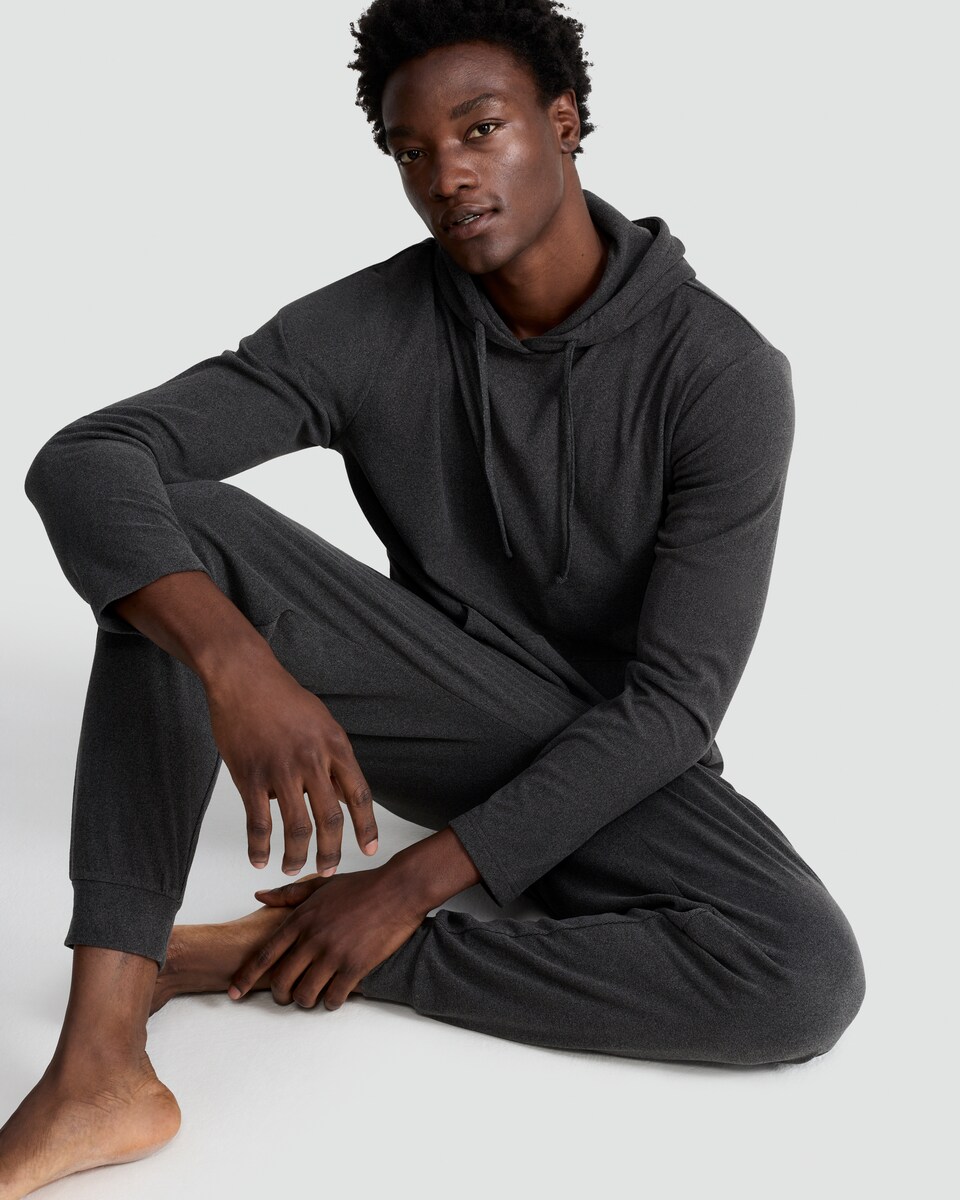 image 1 of F&F Fleece Hoodie and Cuffed Joggers Pyjamas in Grey