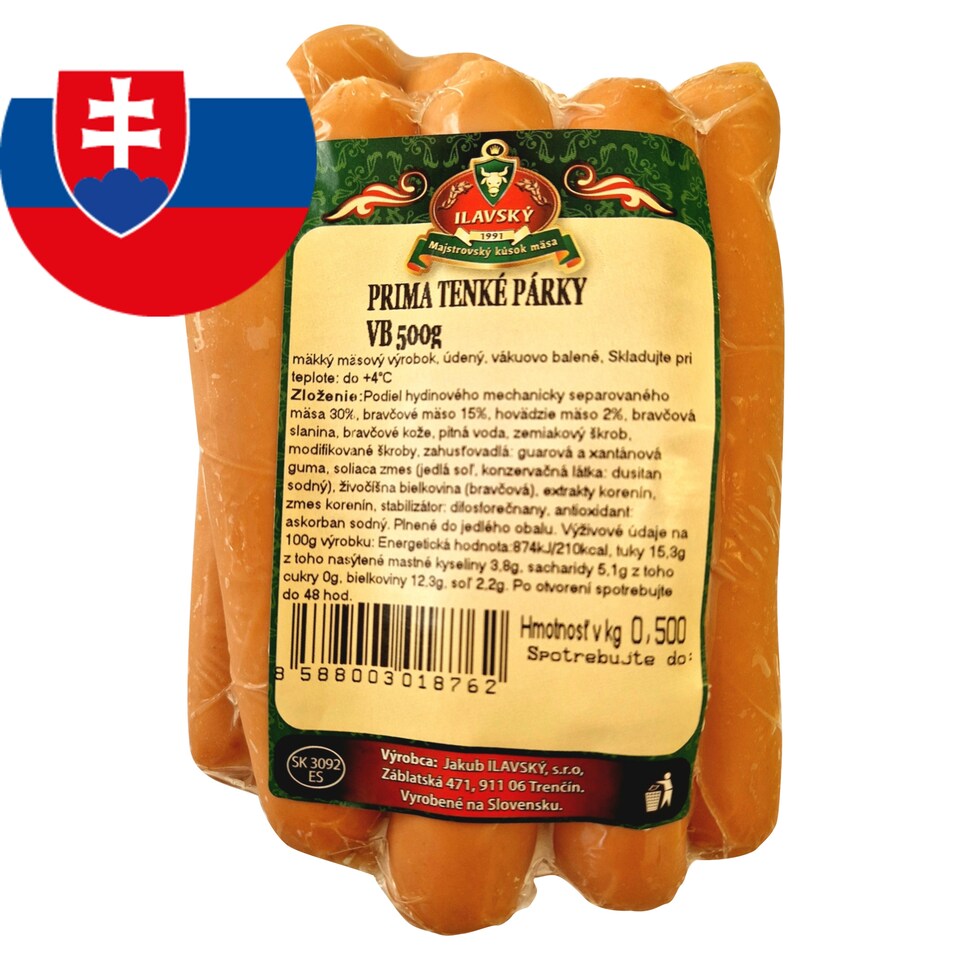 Ilavský Prima tenké párky 500 g