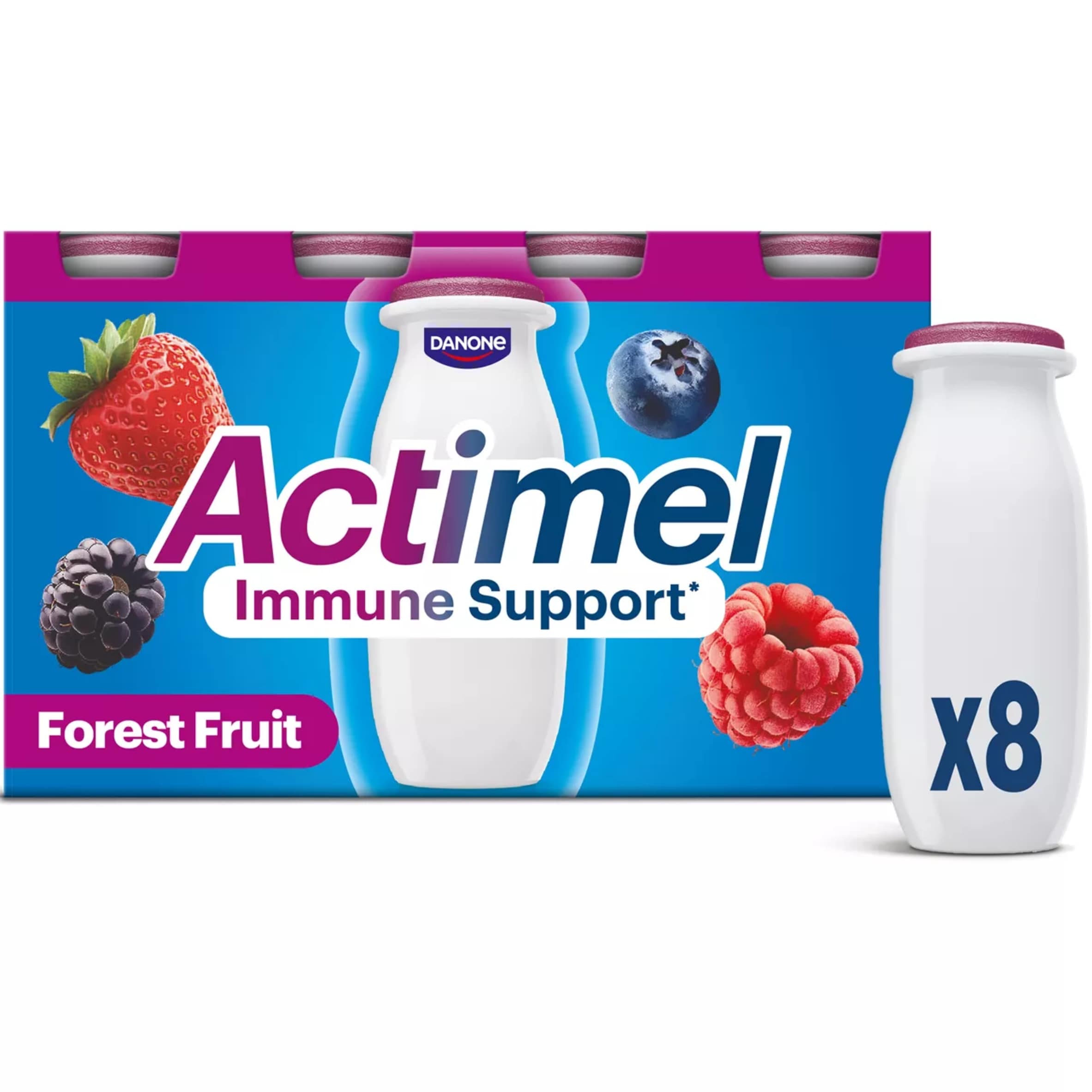 Actimel Forest Fruits Immune Support Yogurt Drink 8x100g