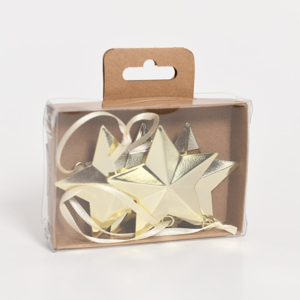 image 1 of Tesco Gold Star Hanging Christmas Decorations 4 Pack