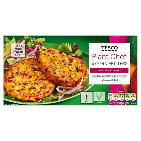 Tesco Plant Chef 4 Corn Fritters 280G Tesco Groceries
