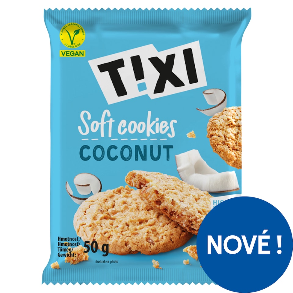 Tixi Měkká kokosová sušenka s mandlemi a bezlepkovými ovesnými vločkami 50g