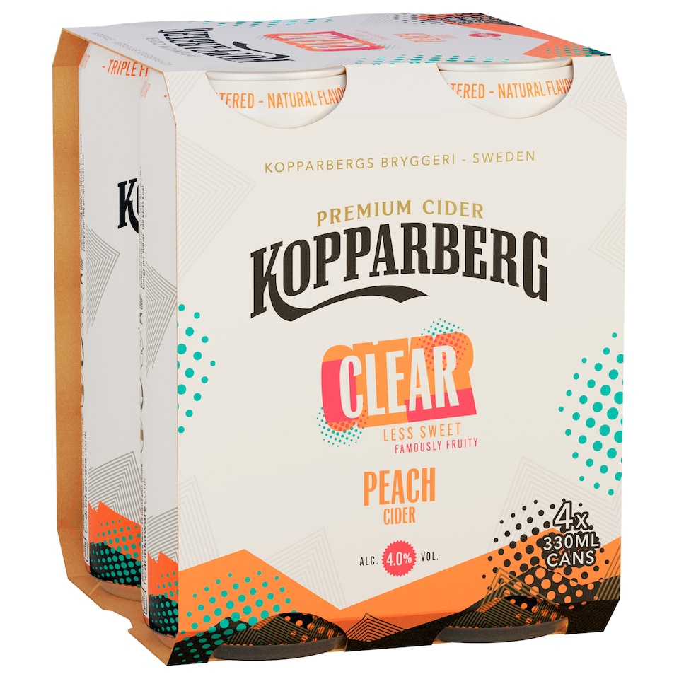 Kopparberg Clear Peach Premium Cider 4 x 330ml