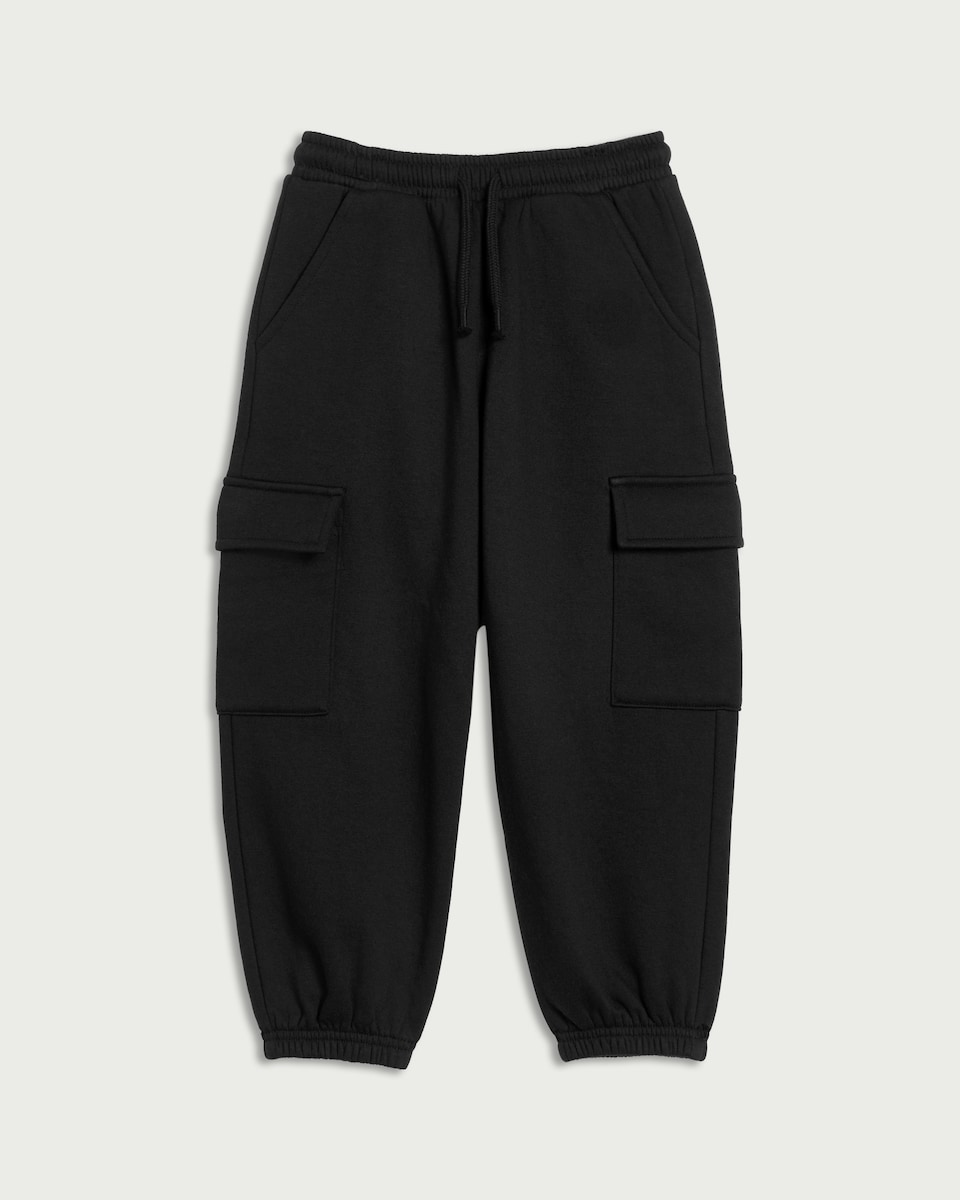 image 1 of F&F Boys Cotton Blend Cargo Joggers in Black