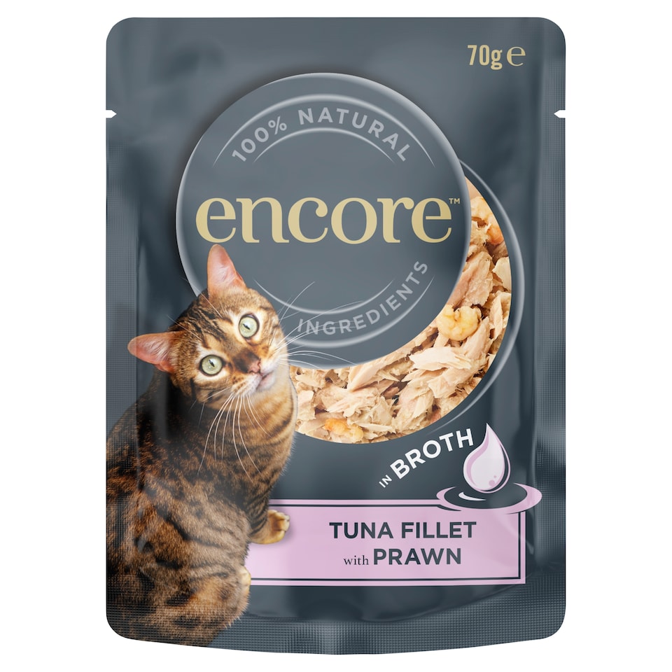 image 1 of Encore In Broth Tuna Fillet With Prawn Cat Food 70g
