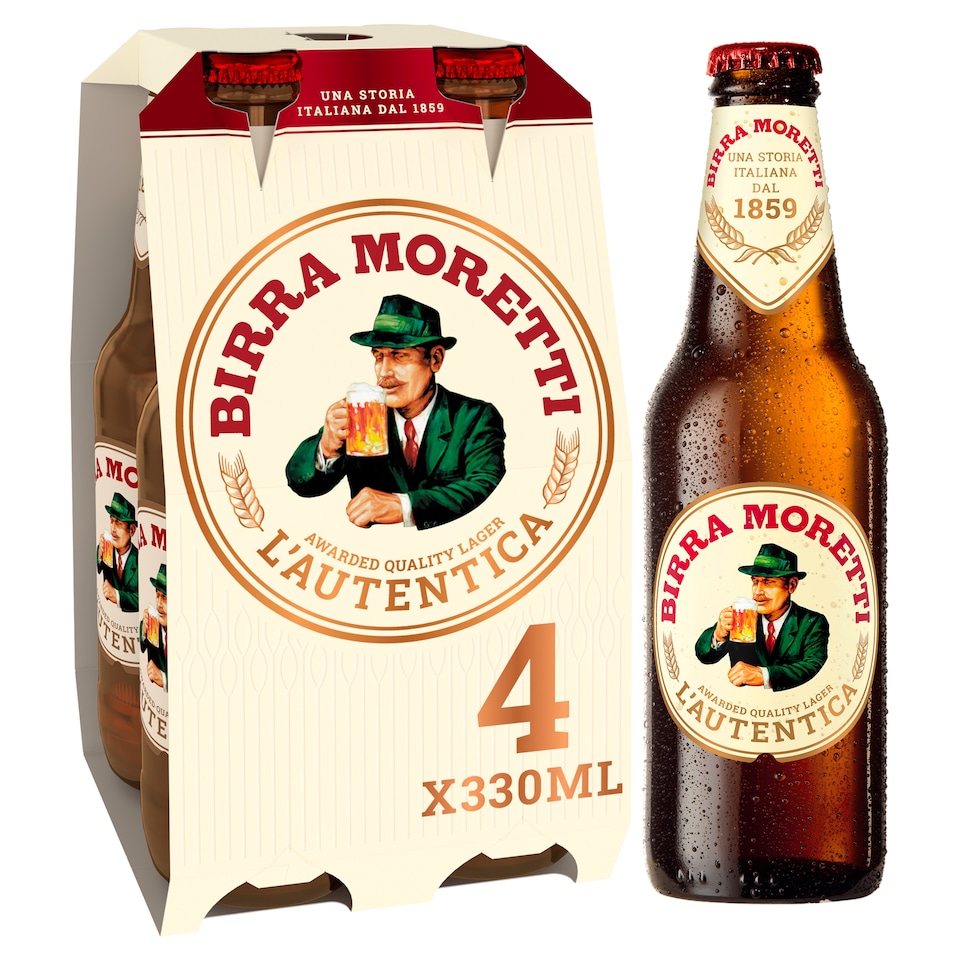 Birra Moretti Premium Lager Beer Bottle 4x330ml