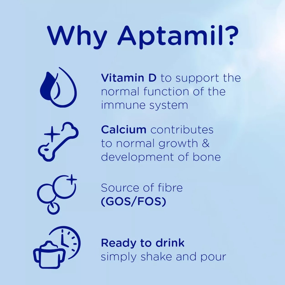 image 1 of Aptamil 3 Toddler Milk Formula Liquid Ready to Feed 1-3 Years 200ml