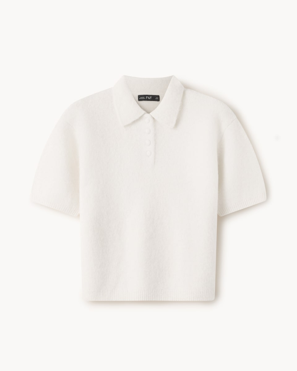 image 1 of F&F Textured Polo Jumper in Cream