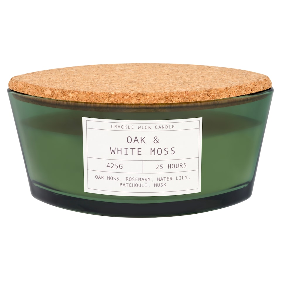 F&F Home Crackle Oak & White Moss Candle 482g