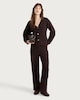 image 1 of F&F V Neck Button Up Balloon Sleeved Co-ord Cardigan in Chocolate
