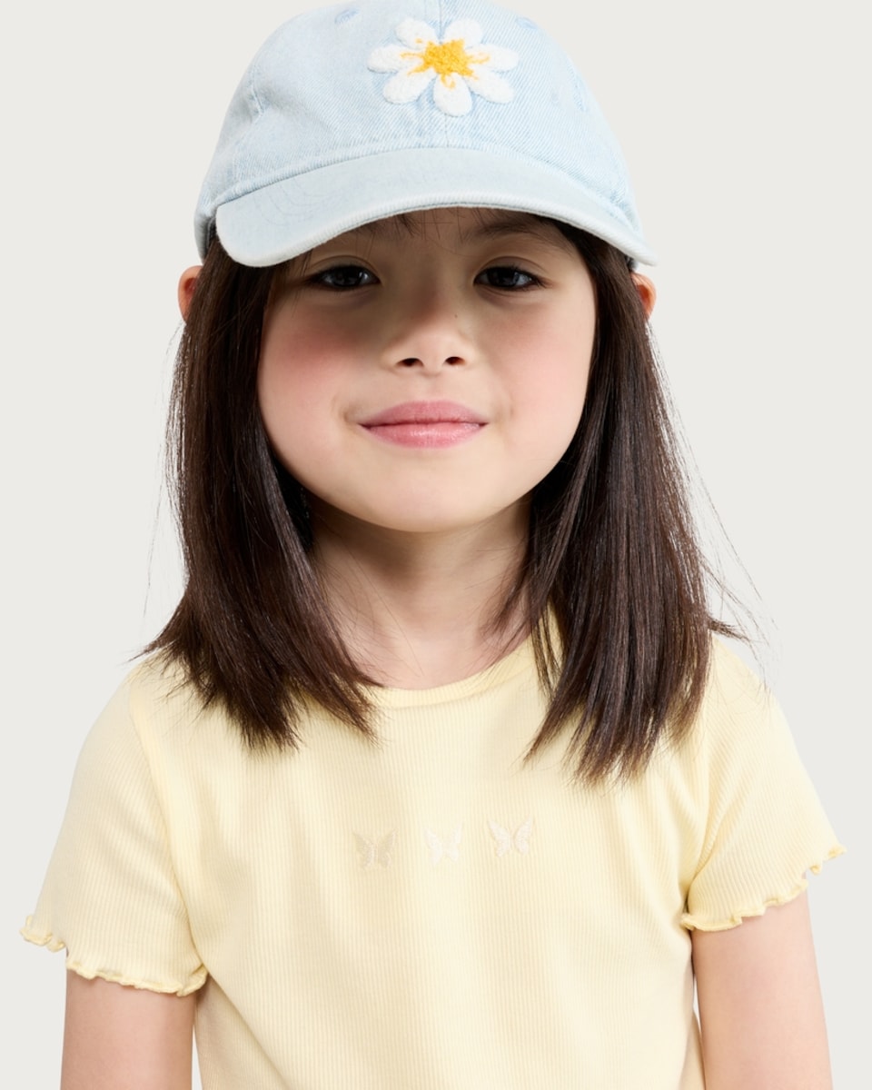 image 1 of F&F Girls 3-Pack Cotton Rich Ribbed Printed T-Shirts in Multi Yellow