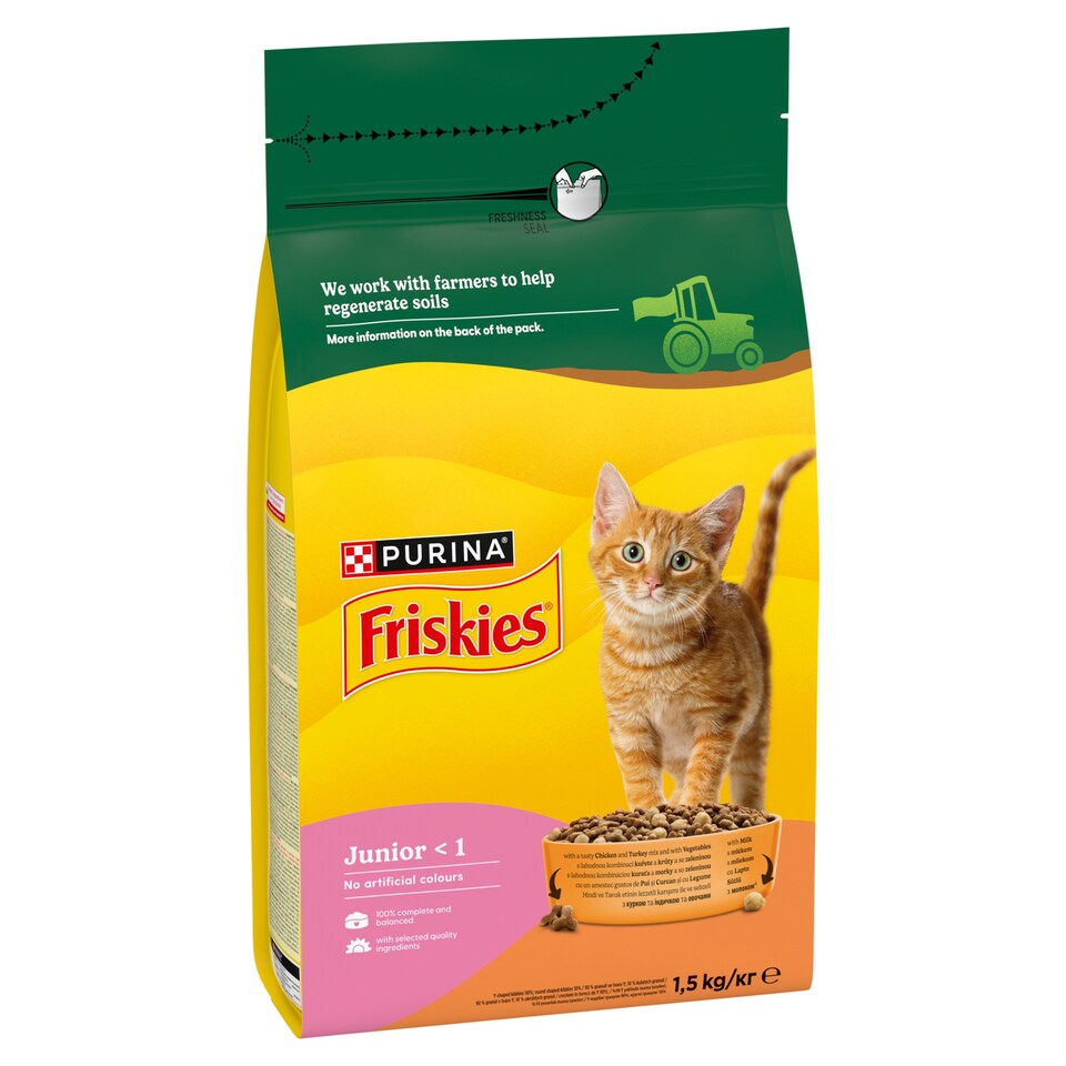 obrázok 1 z Friskies Junior granuly pre mačiatka kura a morka, s mliekom, zelenina 1,5 kg