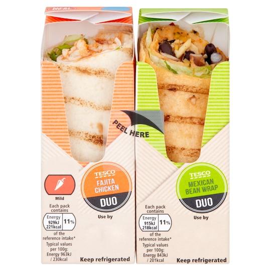 Tesco Fajita Chicken & Mexican Bean Duo Wrap Tesco Groceries
