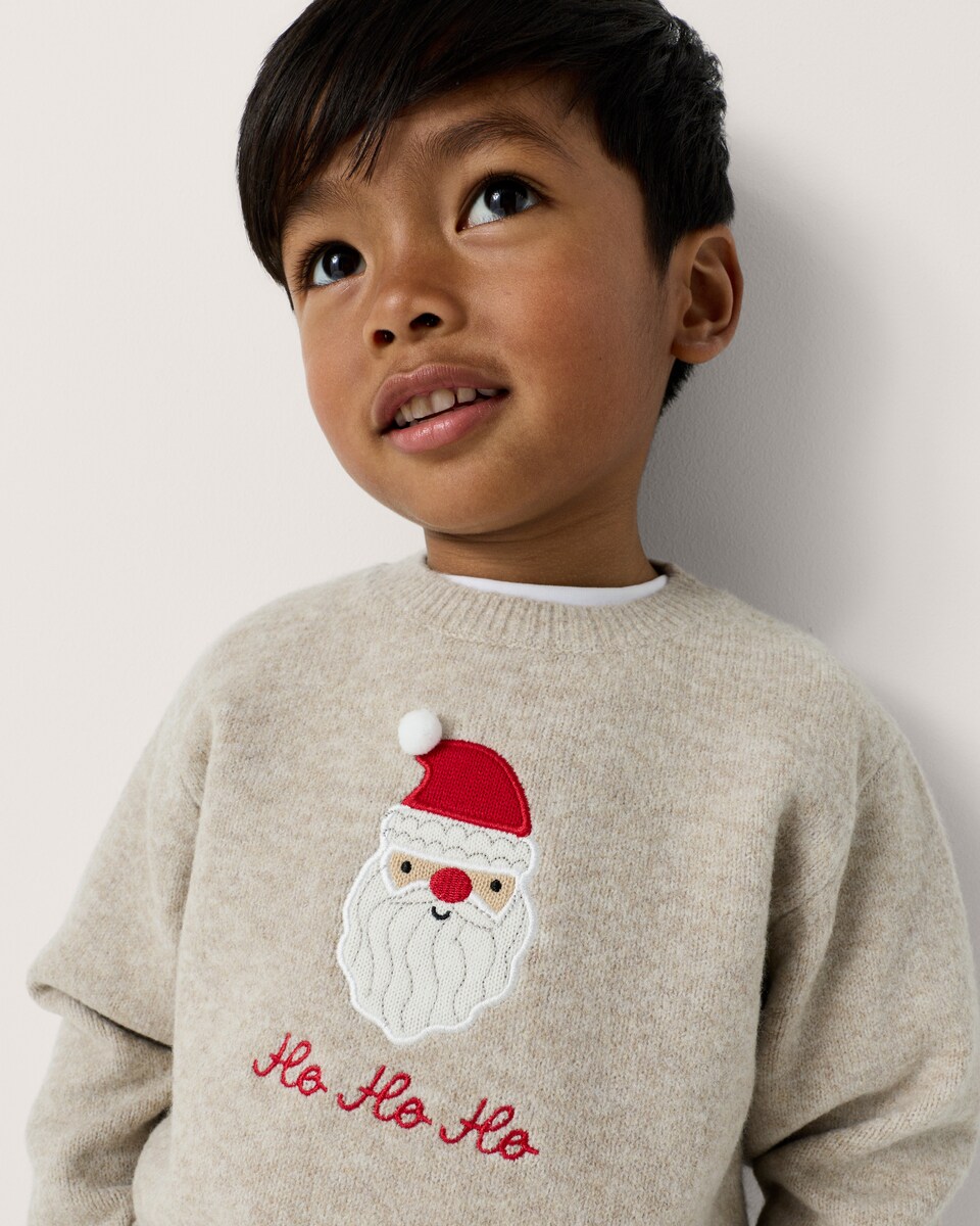image 1 of Christmas Boys Santa Jumper in Neutral