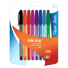 Paper Mate InkJoy 100 Ballpoint Pens, Fun Colours, 8 Count