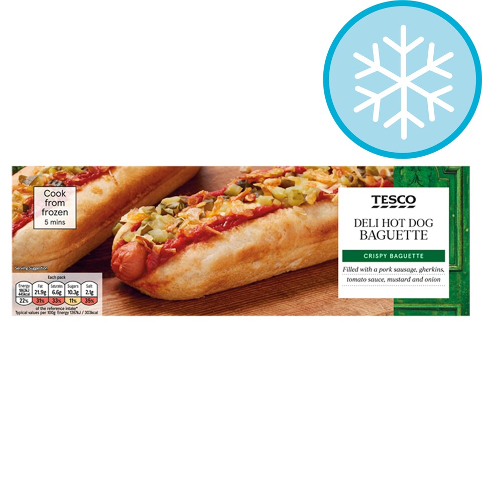 Tesco Deli Hot Dog Baguette 150G