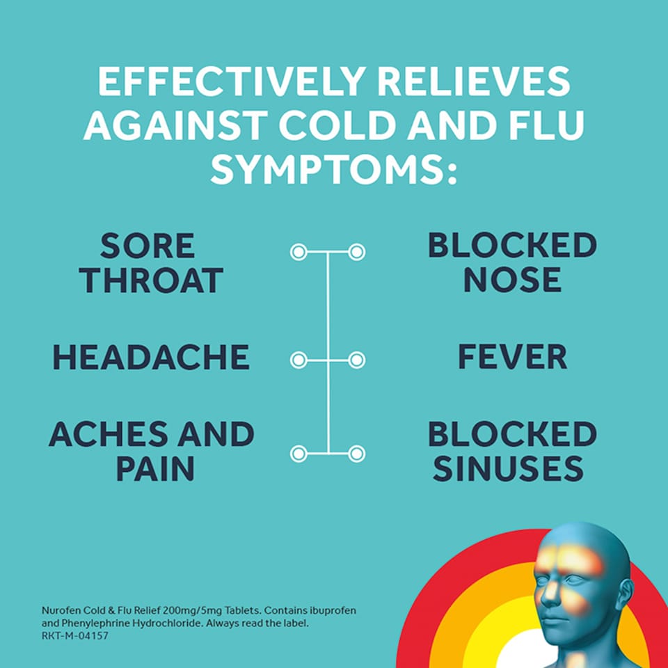 image 1 of Nurofen Cold & Flu Relief Tablets - Ibuprofen, Phenylephrine Hydrochloride 16s