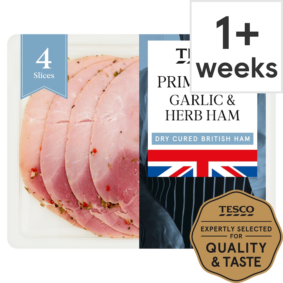 image 1 of Tesco British Garlic & Herb Ham Slices 130g