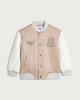 image 4 of F&F Boys Faux Suede Varsity Bomber Jacket in Stone
