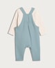 image 2 of F&F Baby 2-Piece Cotton Rich Embroidered Dinosaur Dungarees and Bodysuit Set in Green