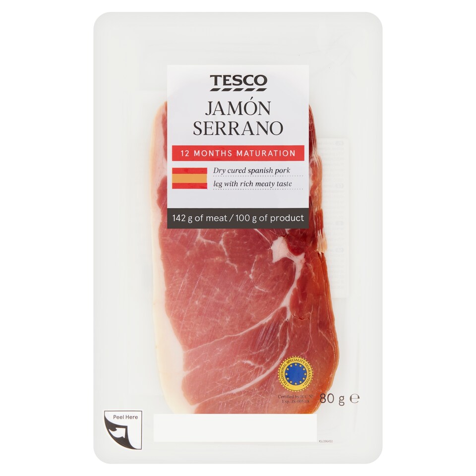 Tesco Jamón Serrano nyers, szárított, érlelt sonkaszeletek 80 g