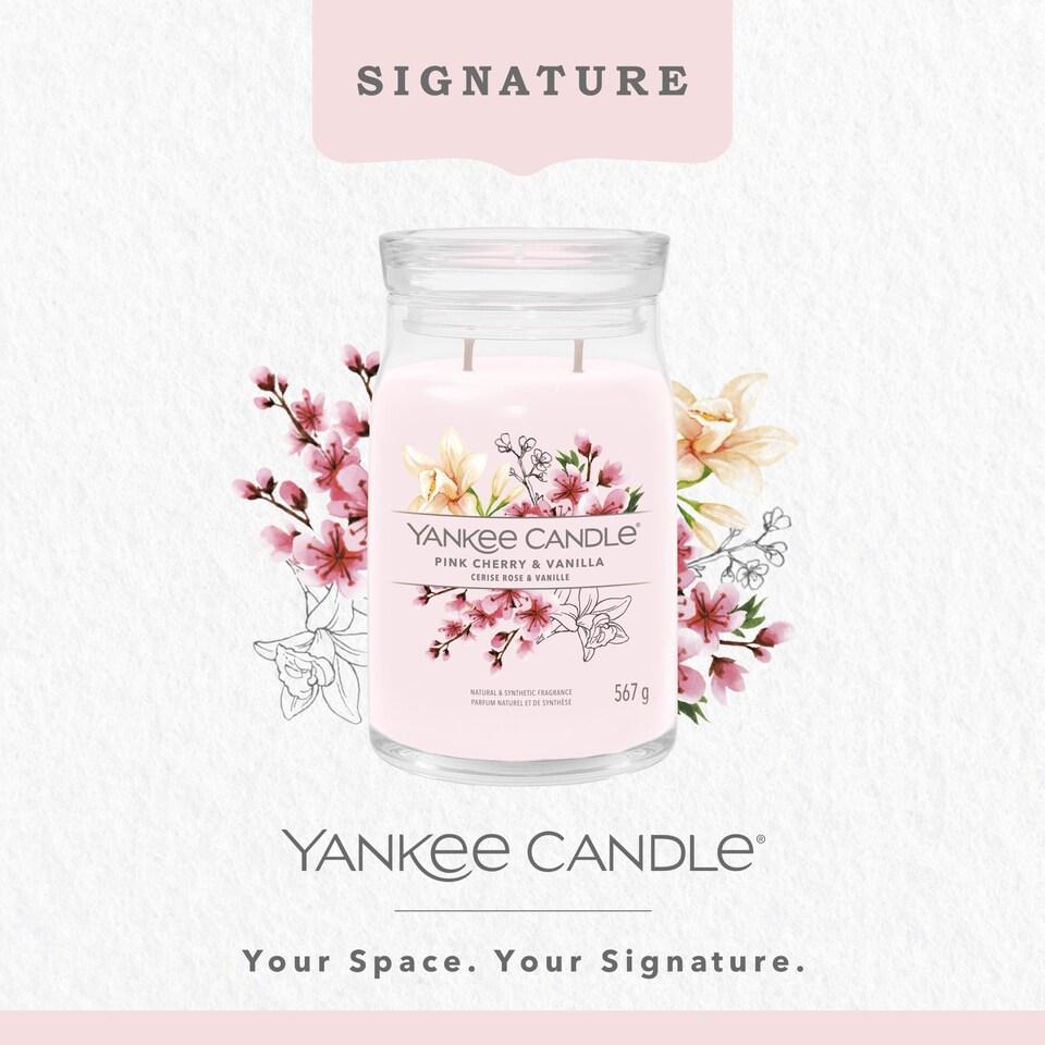 image 1 of Yankee Signature Pink Cherry Vanilla Large Jar Candle 567g