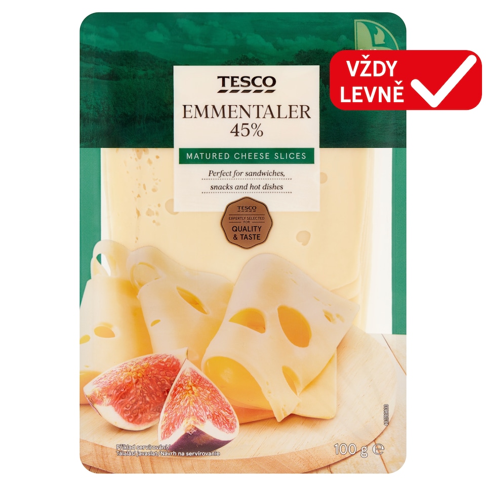 Tesco Emmentaler 45% plátky 100g