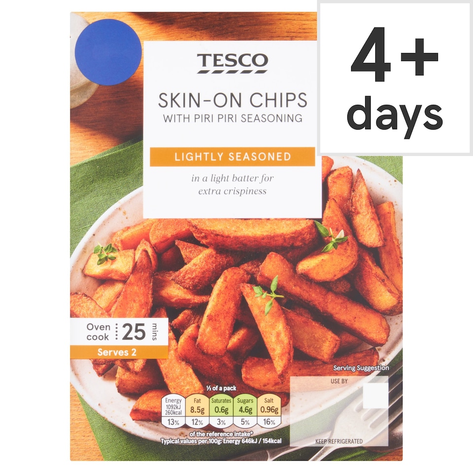 Tesco Skin-on Chips with Piri Piri Seasoning 400g