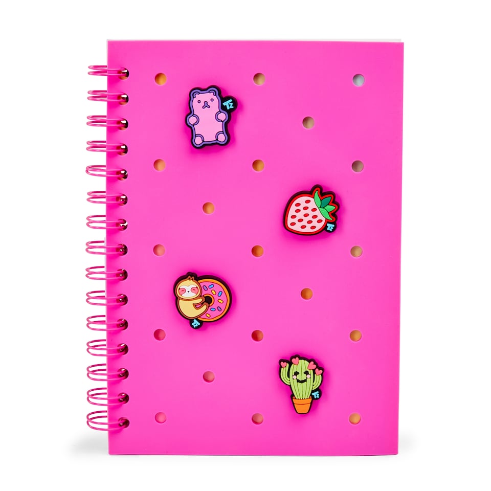 image 1 of Taggeez Customisable Notebook & Charms Pink