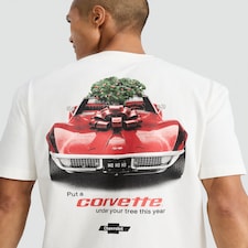 Corvette Pure Cotton Christmas T-Shirt in ECRU