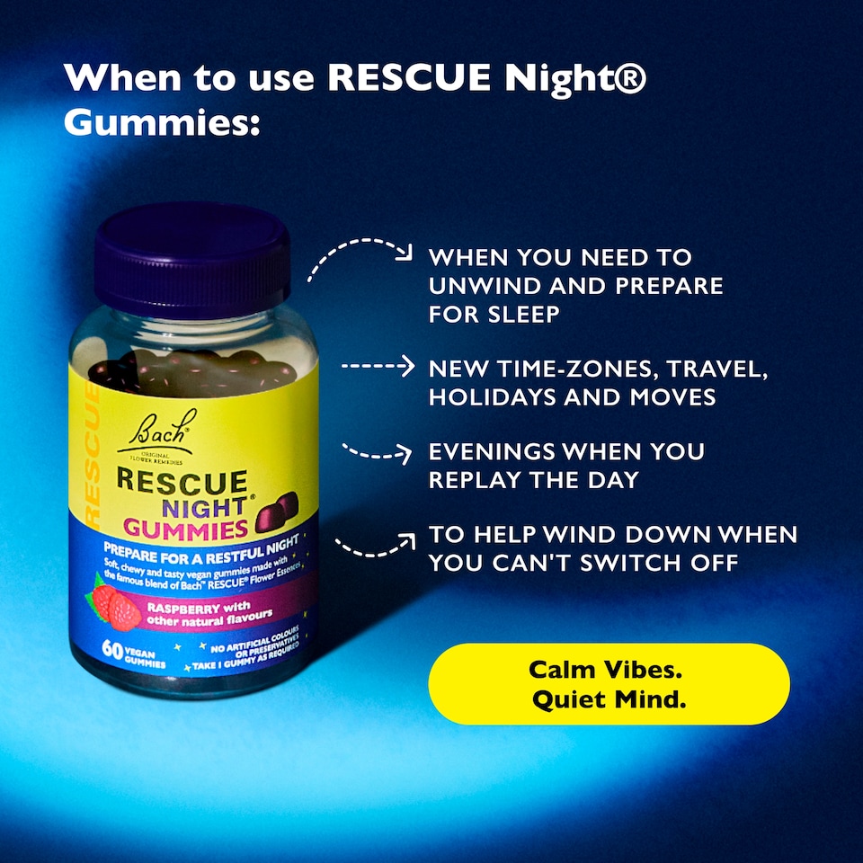 image 1 of Bach Rescue Night Raspberry Sleep Aid Gummies 60s
