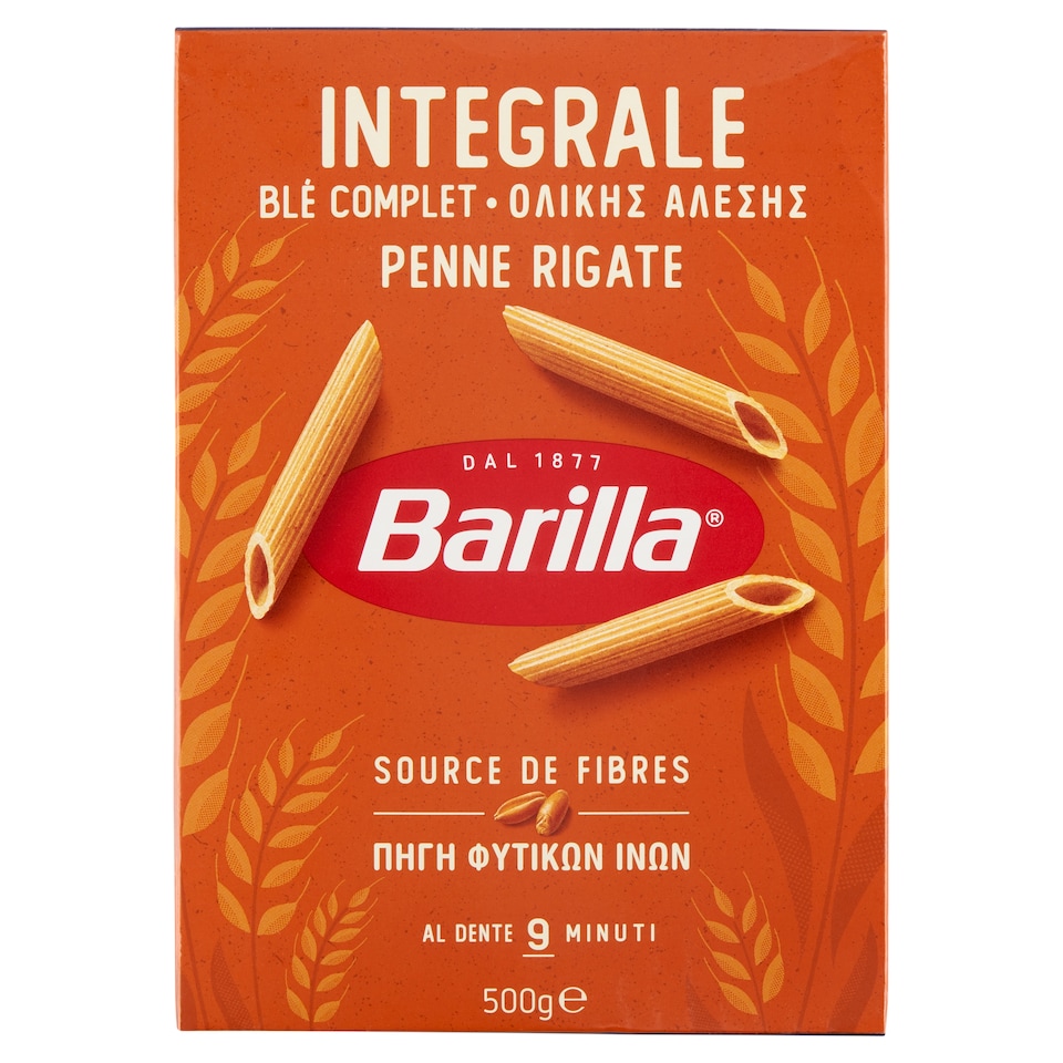 Barilla Penne Rigate Wholemeal Small Durum Dry Pasta 500 g
