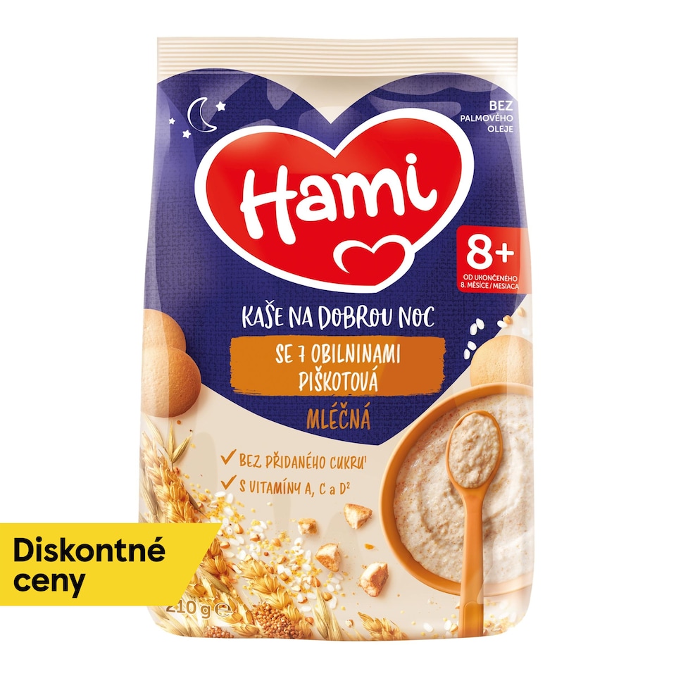 obrázok 1 z HAMI Mliečna kaša so 7 obilninami piškótová na dobrú noc 210g