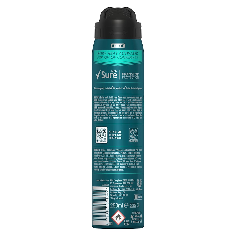 image 1 of Sure Men Sensitive 72h Nonstop Protection Antiperspirant Deodorant 250ml