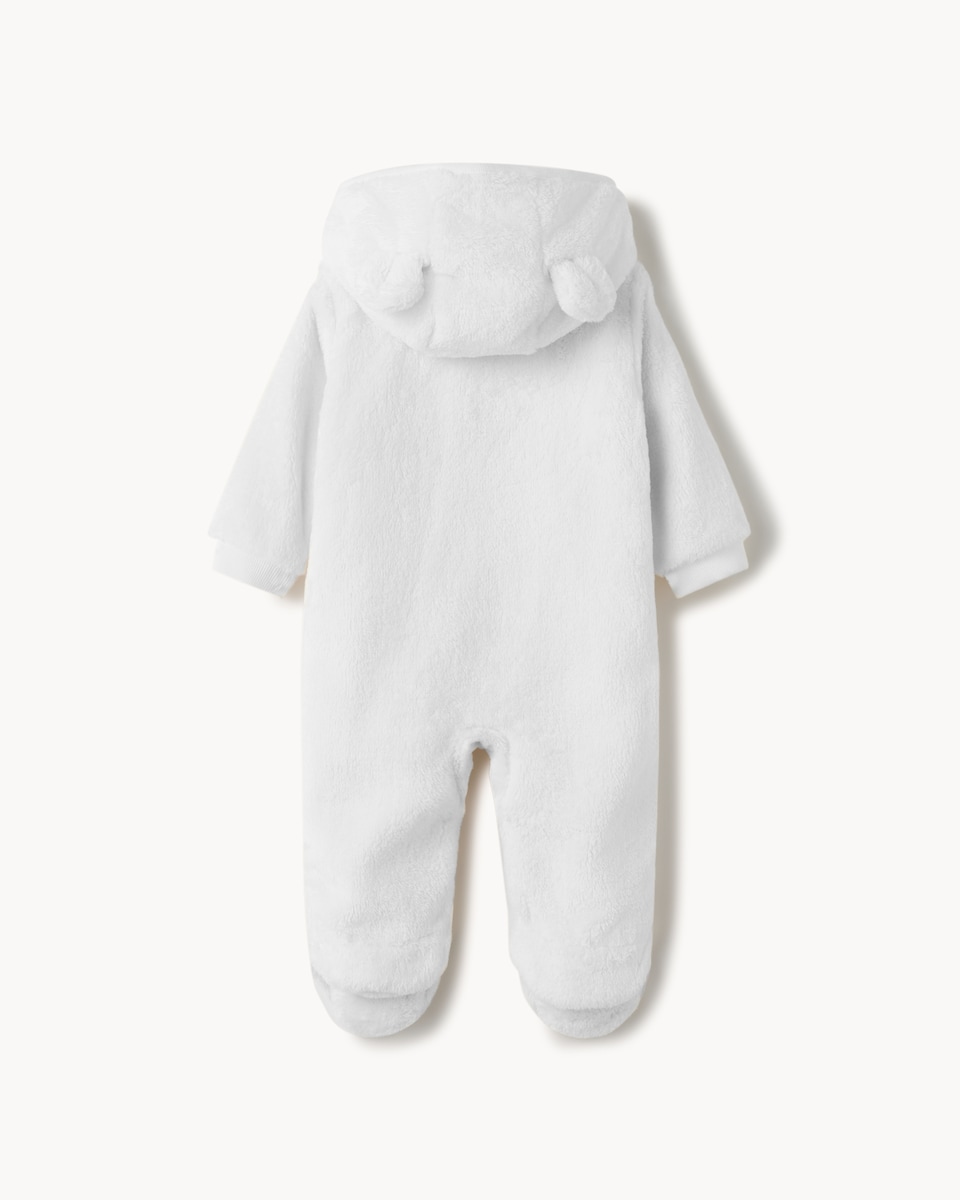 image 1 of F&F Baby Fleece Zip Up Pramsuit in White