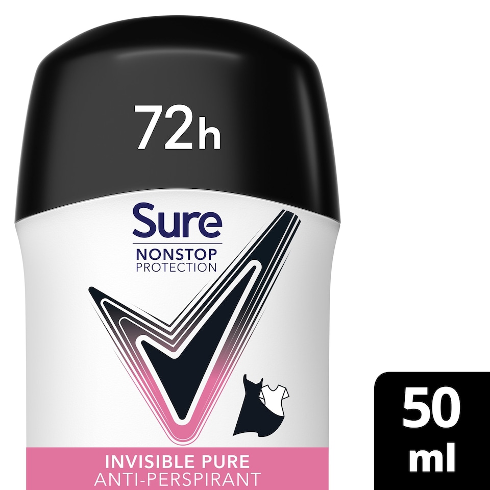 image 1 of Sure 72h Nonstop Protection Invisible Pure Antiperspirant Deodorant 50ml