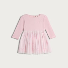 F&F Girls Bow Embroidered Long Sleeve Dress in Multi