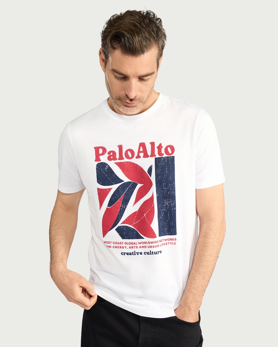 image 1 of F&F Pure Cotton Slogan T-Shirt in White