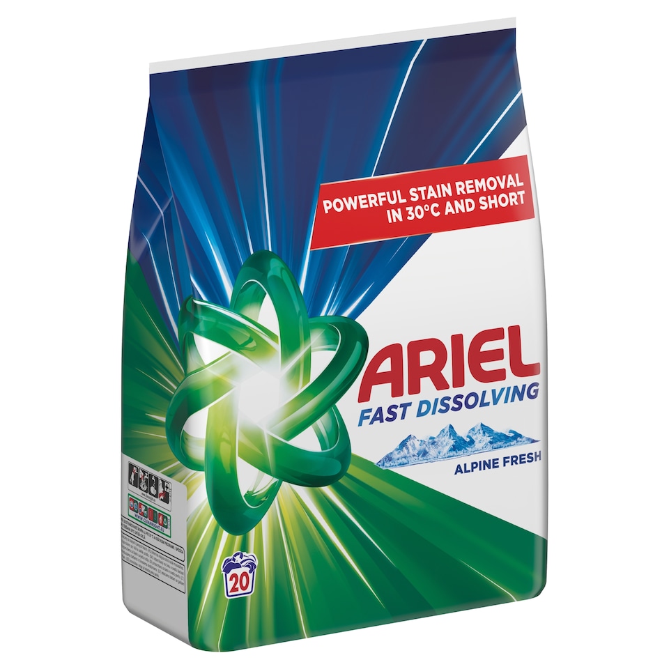 image 1 of Ariel Alpine Fresh Washing Powder Laundry Detergent, 1.1kg, 20 Washes