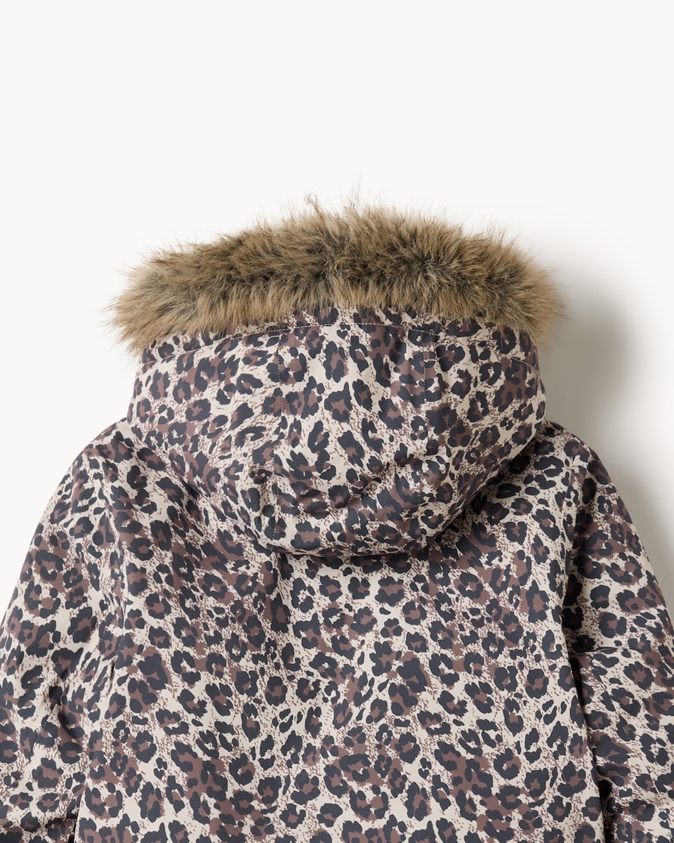 image 1 of F&F Girls Animal Print Waterproof Coat in Multi Brown
