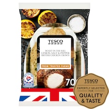 Tesco British Chicken Crown With Lemon Salt & Pepper 700G