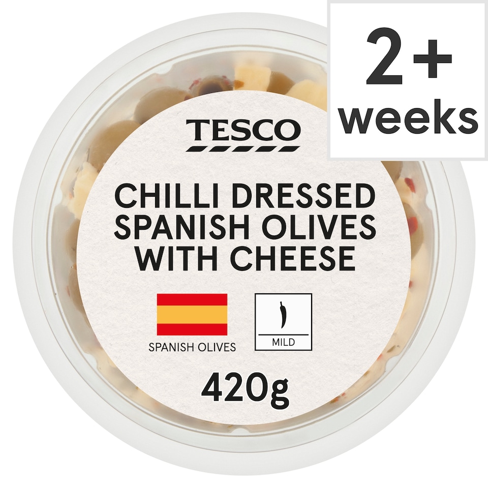 Tesco Chilli Dressed Spanish Olives with Cheese 420g
