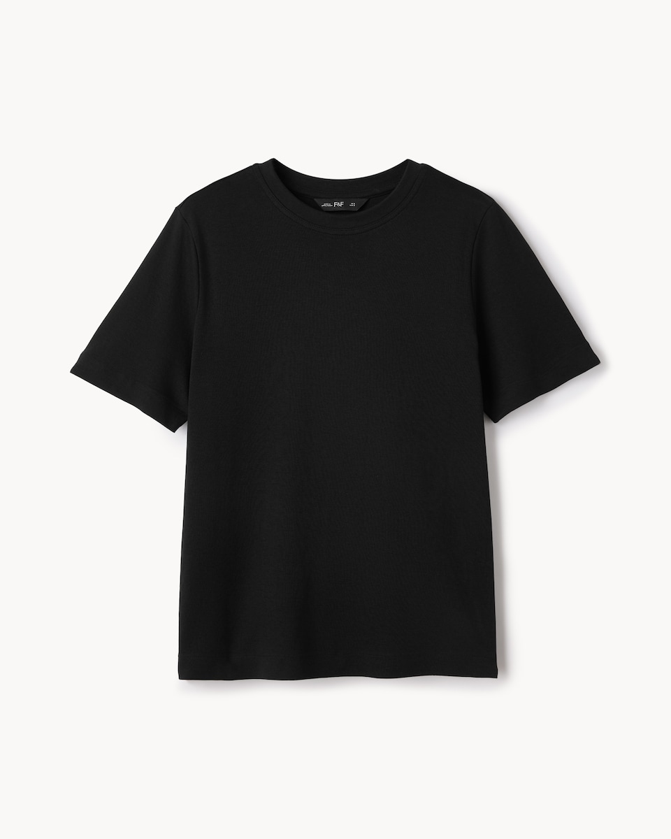 image 1 of F&F Pure Cotton Crew Neck T-Shirt in Black