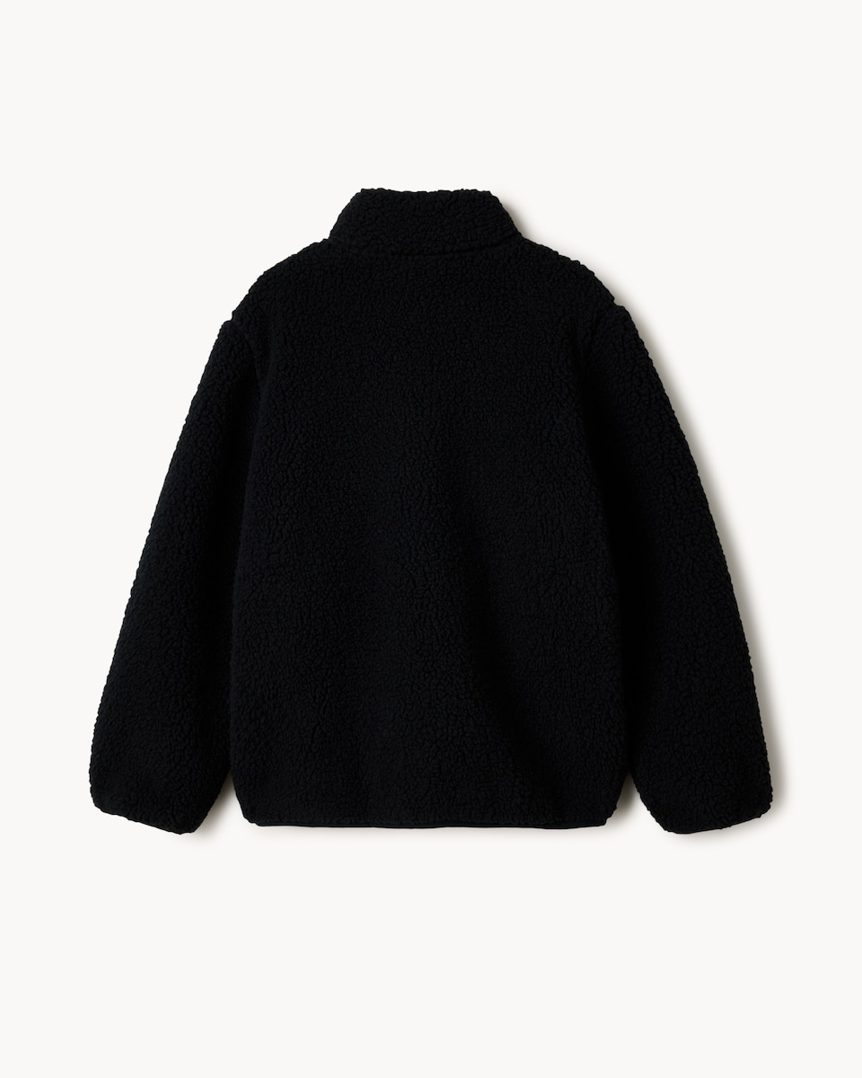 image 1 of F&F Boys Borg Funnel Neck Jacket in Black