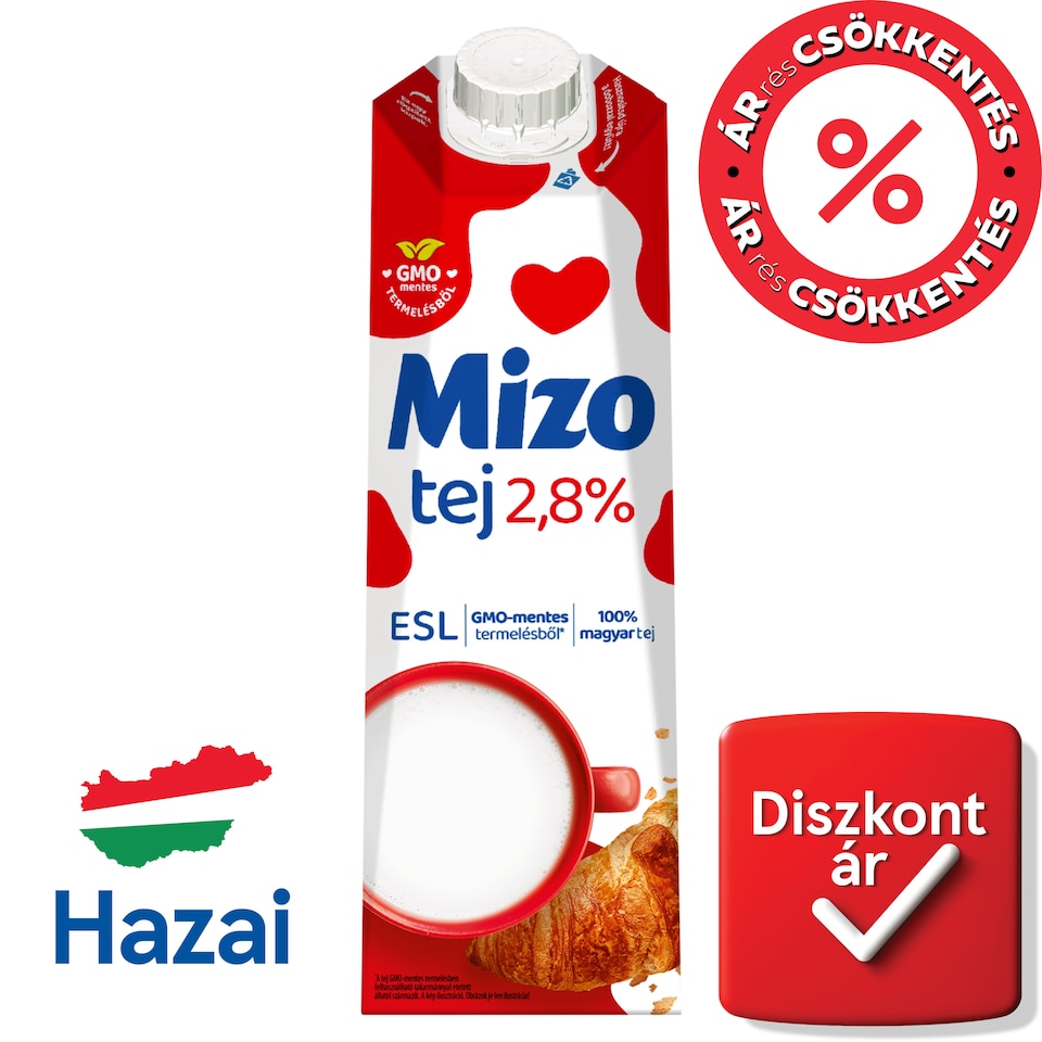 Mizo ESL félzsíros tej 2,8% 1 l