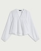 image 4 of F&F Pure Cotton Double Cloth Embroidered Button Front Blouse in White