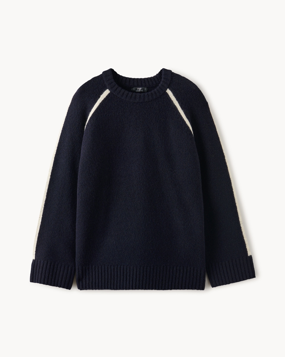 image 1 of F&F Tipped Knitted Jumper with Wool in Navy